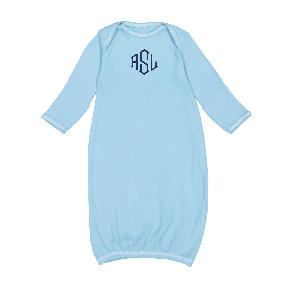 Blue Personalized Baby Layette Gown