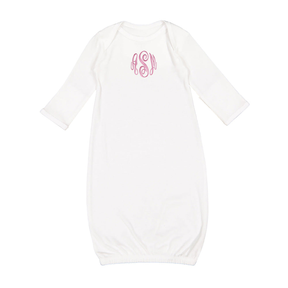 Personalized White Monogrammed Baby Gown