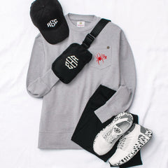 richmond spiders crewneck heathered gray sweatshirt with belt bag