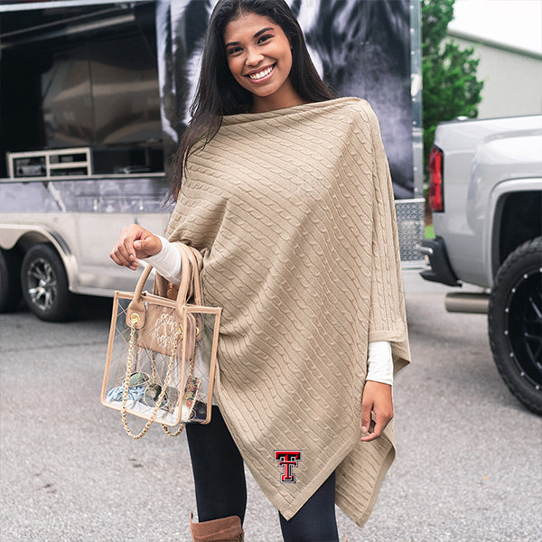 camel texas tech poncho at tailgate party