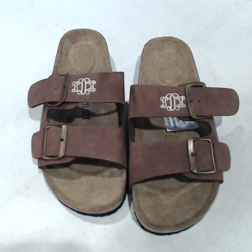 BLOOPER SHOES: Monogrammed Double Strap Sandals