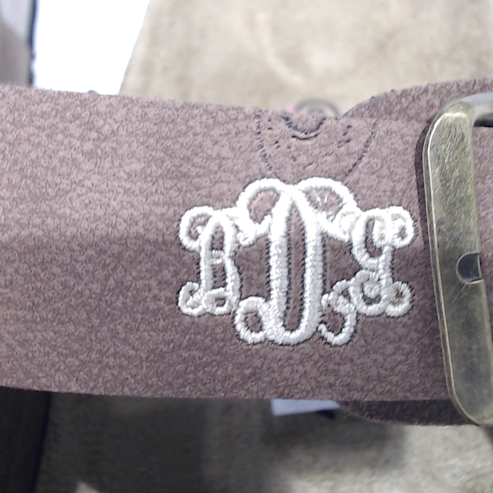 BLOOPER SHOES: Monogrammed Double Strap Sandals