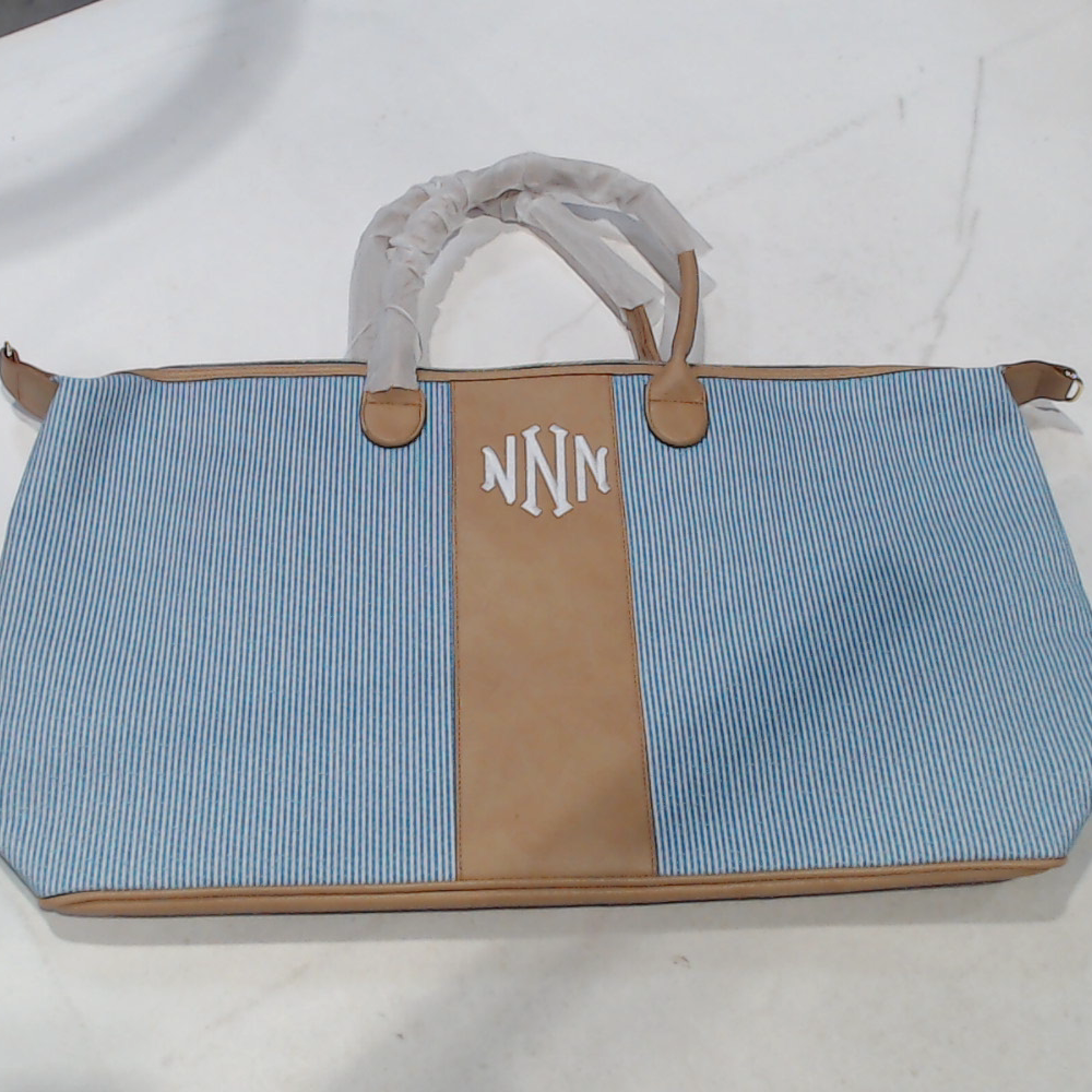 BLOOPER BAG: Monogrammed Seersucker Weekender
