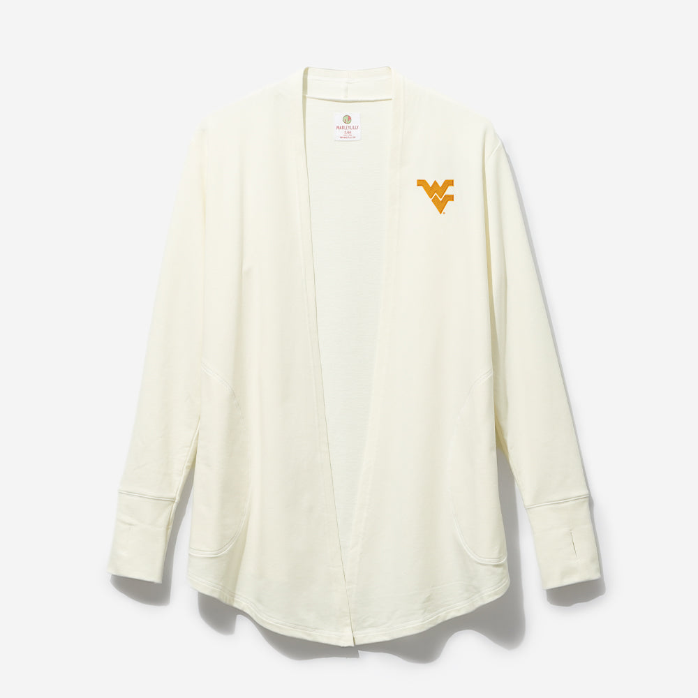 west virginia mountaineers sweatshirt cardigan in heathered oatmeal