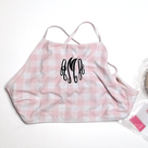BLOOPER SWIM: Monogrammed High Neck Bikini Top