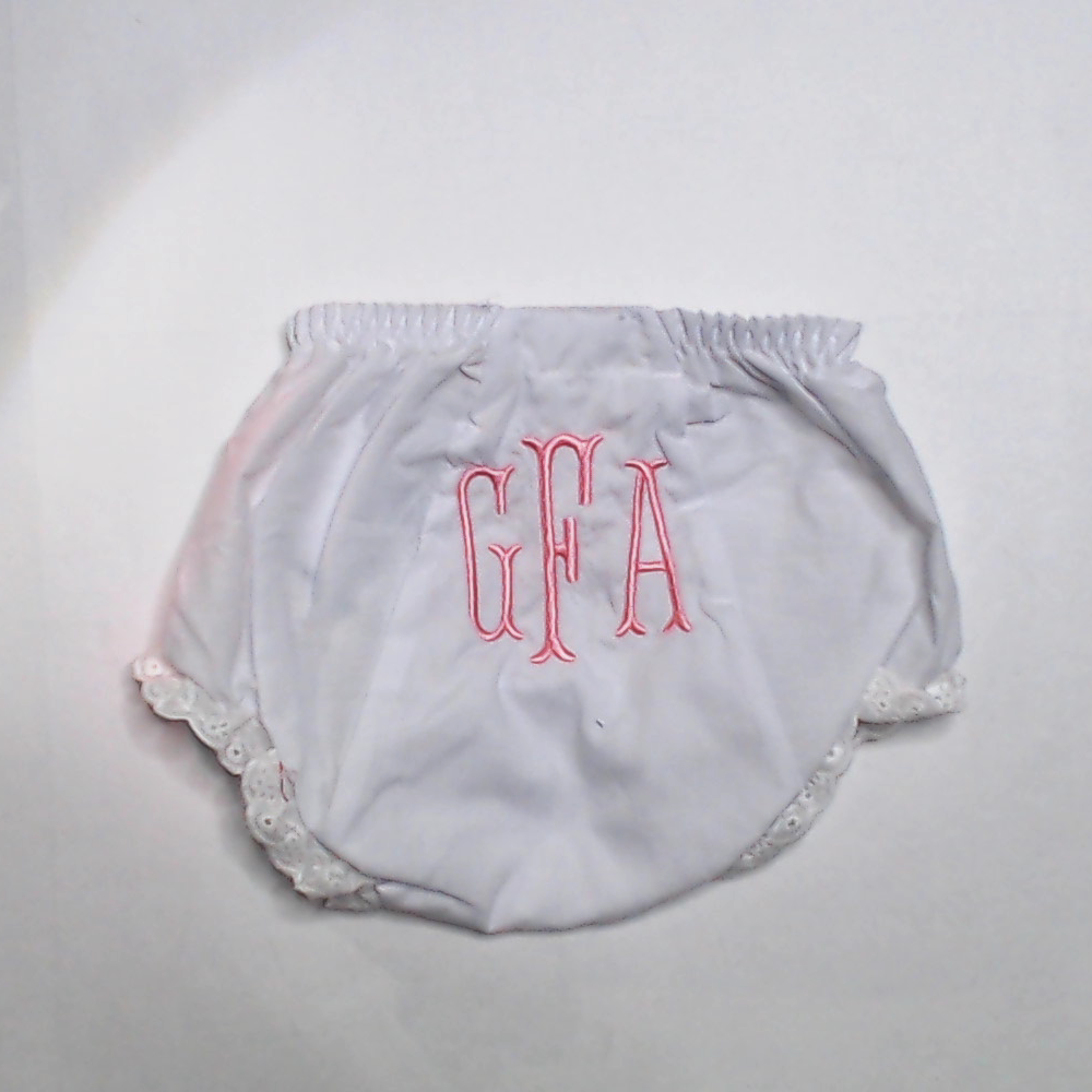 BLOOPER KIDS: Monogrammed White Eyelet Baby Bloomers