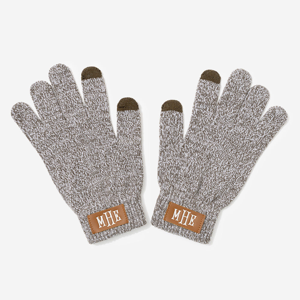 personalized gloves in heathered brown