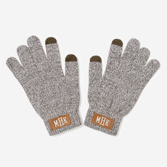 personalized gloves in heathered brown