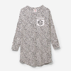 Monogrammed Softspun Nightgown in White Leopard