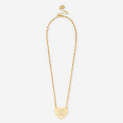 Monogrammed Heart Pendant Necklace in Gold