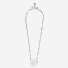 Monogrammed Heart Pendant Necklace in Silver