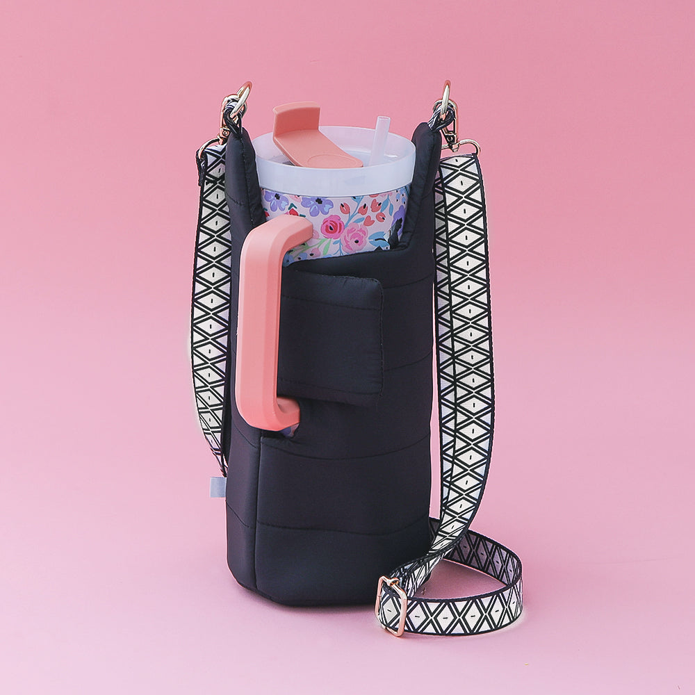 back of black water bottle holder carrier