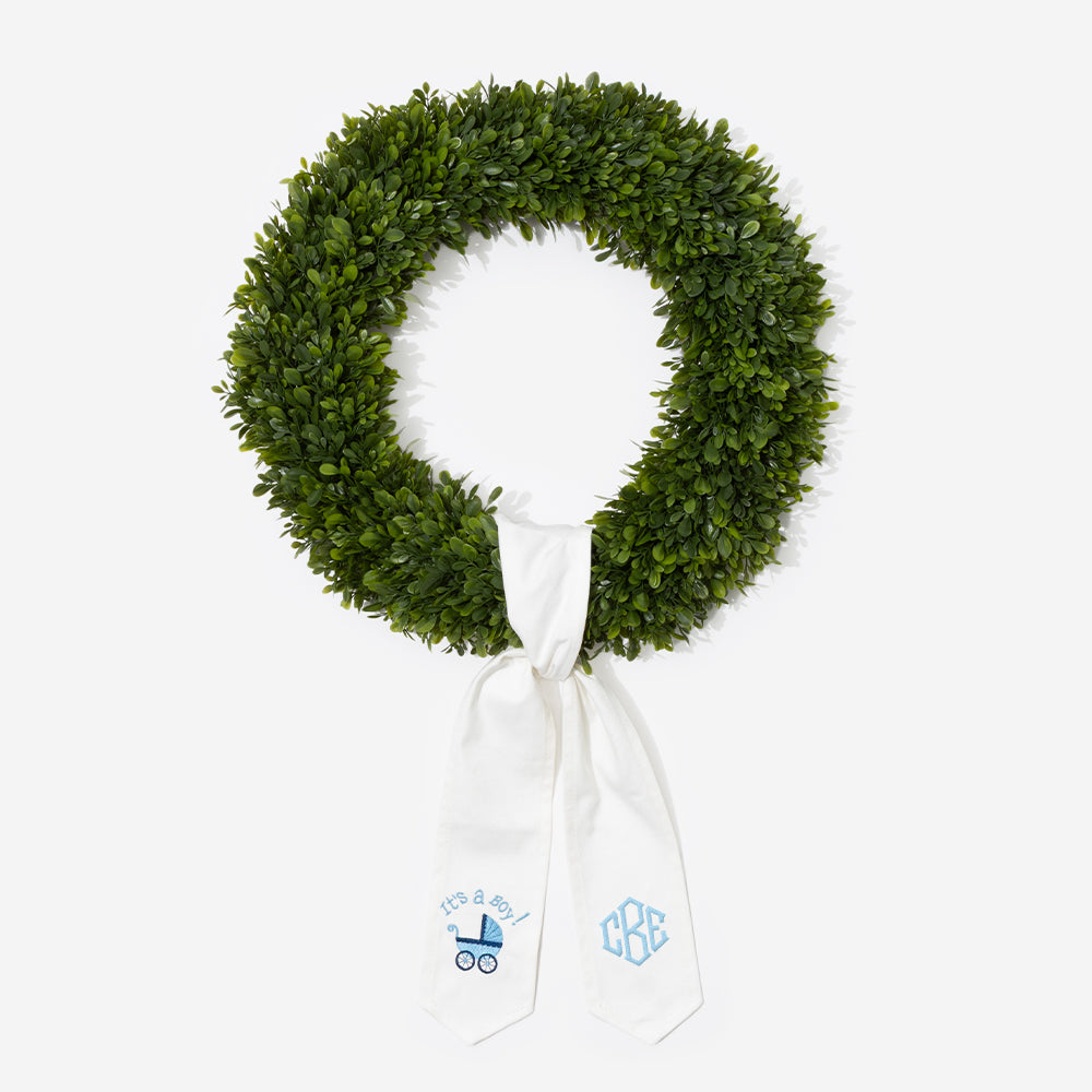 Personalized New Baby Wreath Sash - Boy