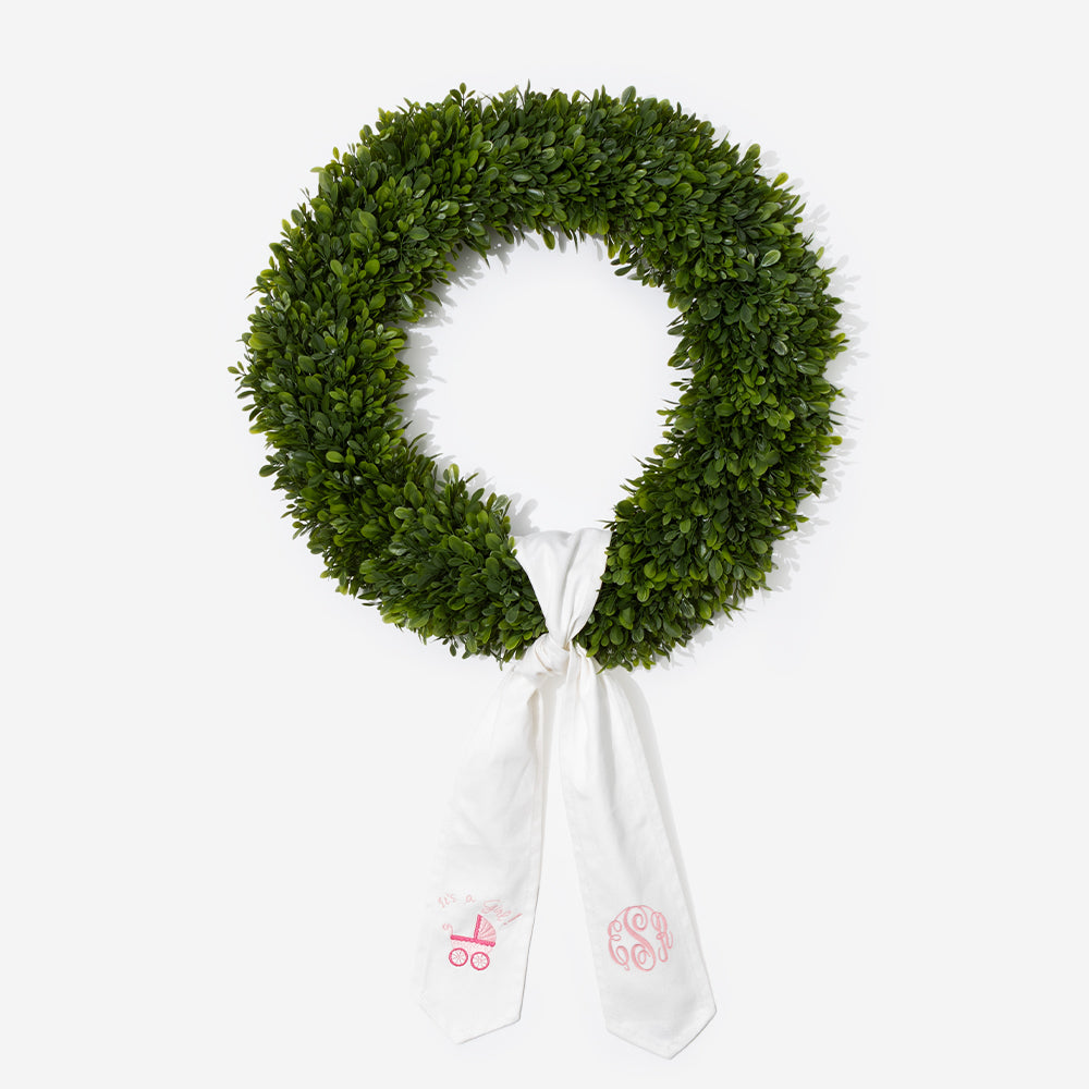Personalized New Baby Wreath Sash - Girl