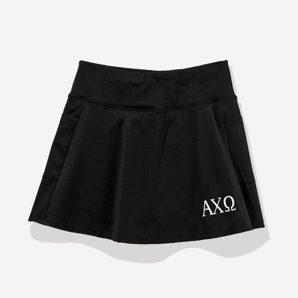 Black Skort Embroidered with Alpha Chi Omega Skort in White