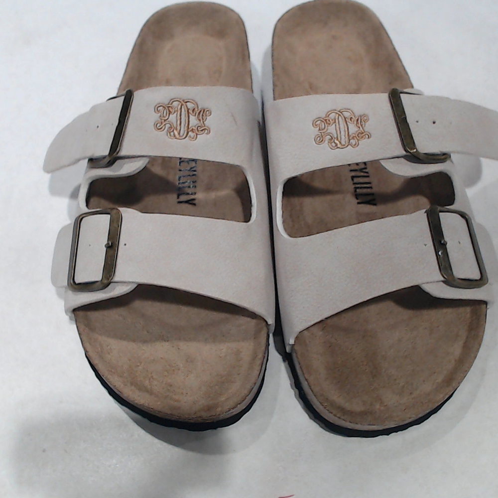 BLOOPER SHOES: Monogrammed Double Strap Sandals