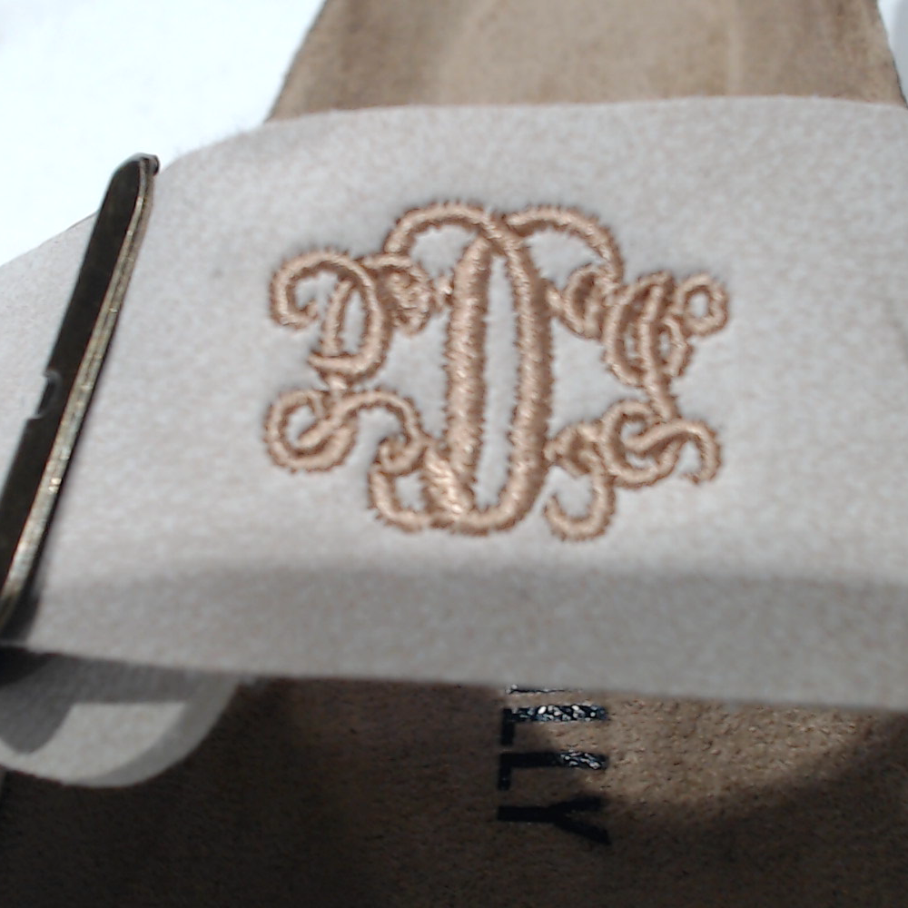 BLOOPER SHOES: Monogrammed Double Strap Sandals