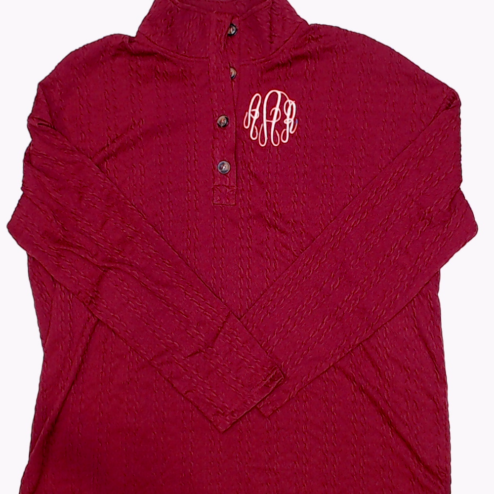 BLOOPER CLOTHING: Monogrammed Cable Knit Pullover