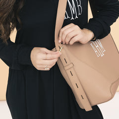 personalized bucket bag up close