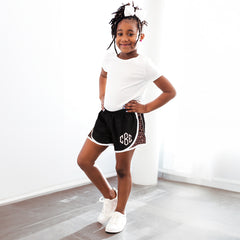 youth girls black leopard running shorts new
