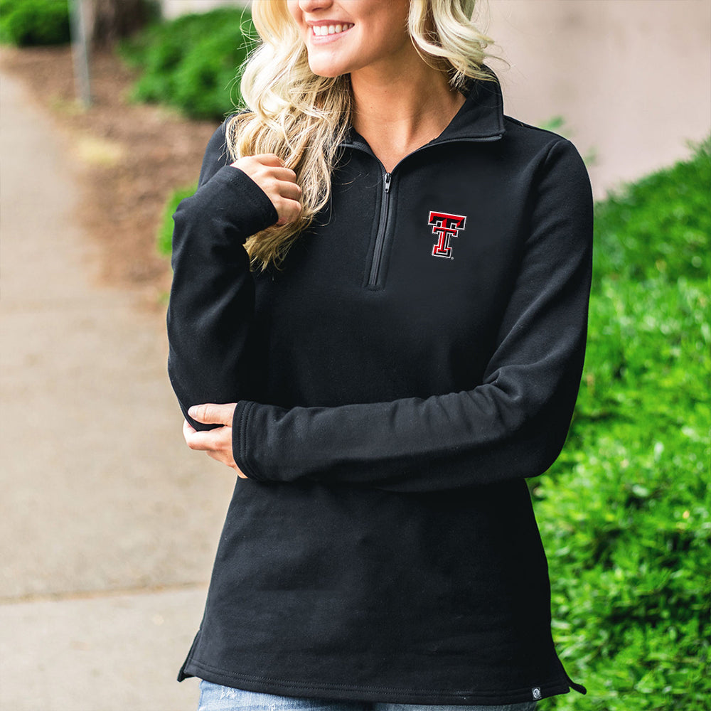 black pullover sweatshirt with texas tech logo