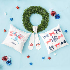 monogrammed america pillows with america wreath sash