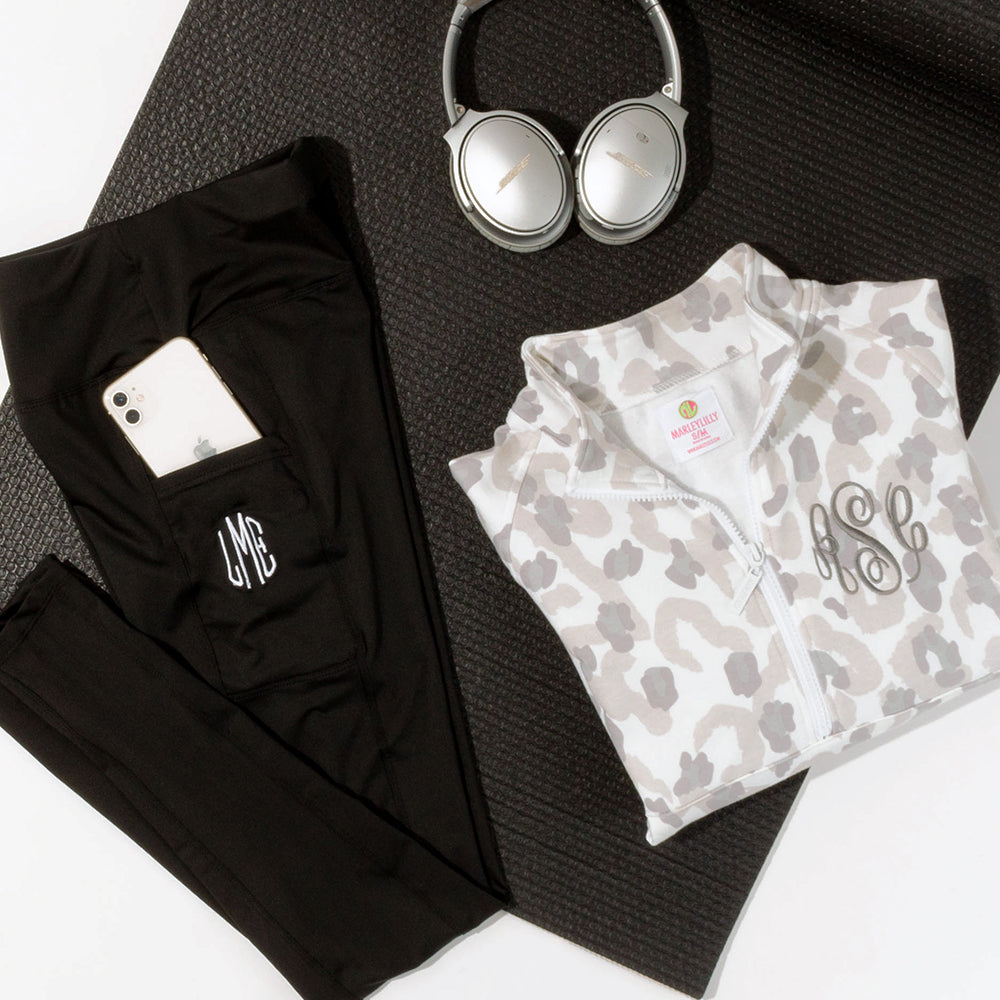 black legging flat lay