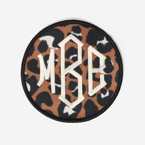 monogrammed patch in cheetah