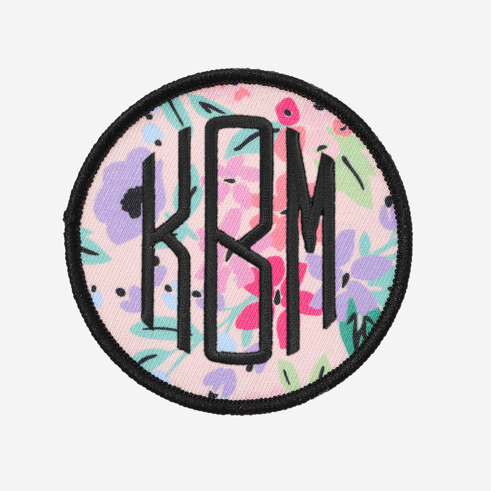 monogrammed patch in coral floral
