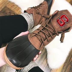 selfie of nc state duck boots