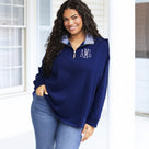 Monogrammed Quarter Zip Sweatshirt | Blue Shells