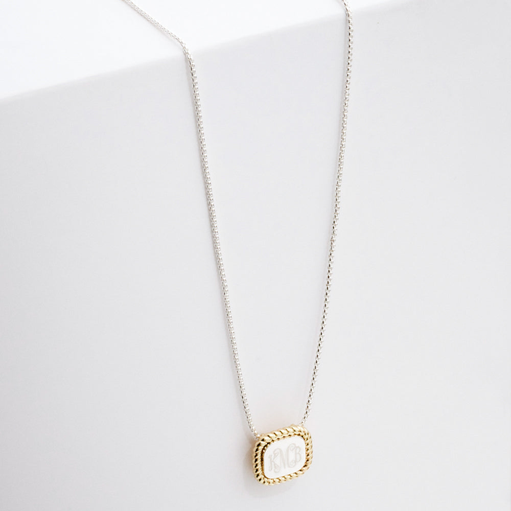 Monogrammed Cable Pendant Necklace in silver & gold