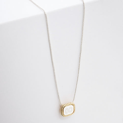Monogrammed Cable Pendant Necklace in silver & gold