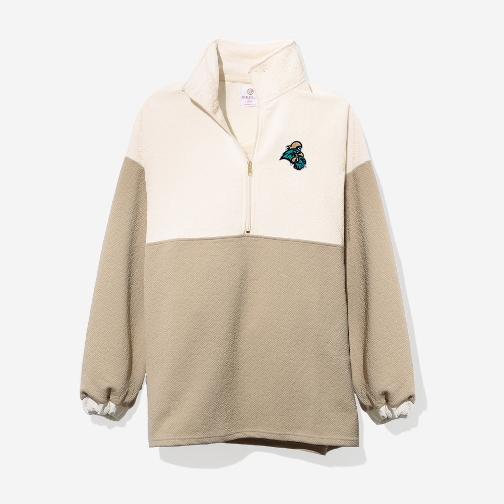 coastal carolina chanticleers quilted pullover tunic in tan
