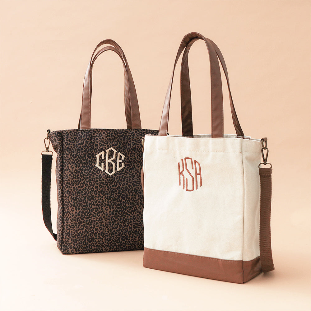 duo canvas bags - dark leopard and ivory 2024