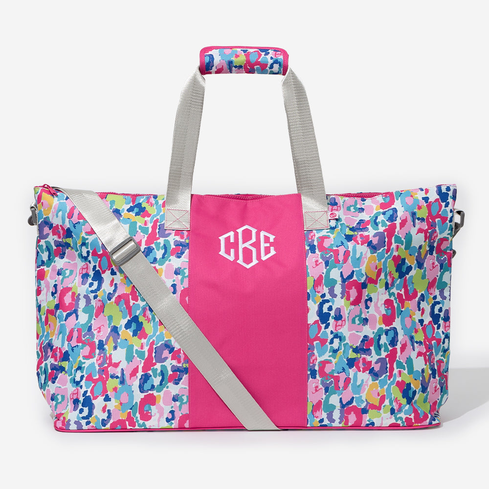 Monogrammed Weekend Bag in Watercolor Cheetah