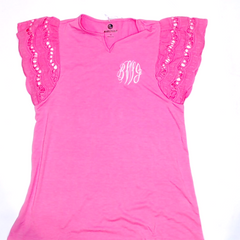 BLOOPER KIDS: Monogrammed Girls Flutter Sleeve Dress