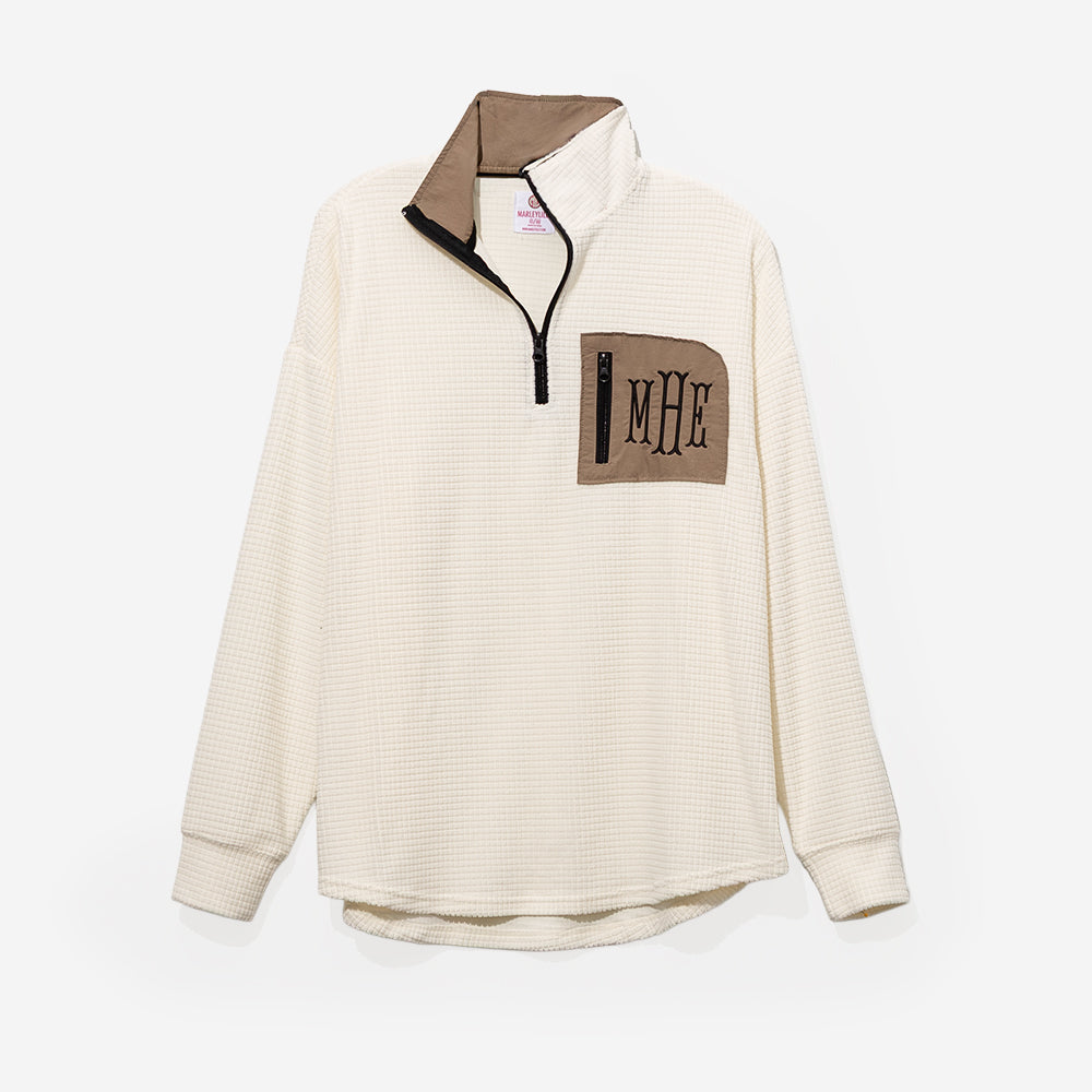 Personalized Grid Fleece Quarter Zip Pullover | Marleylilly