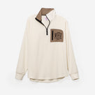 Monogrammed Grid Fleece Quarter Zip Pullover | Ivory