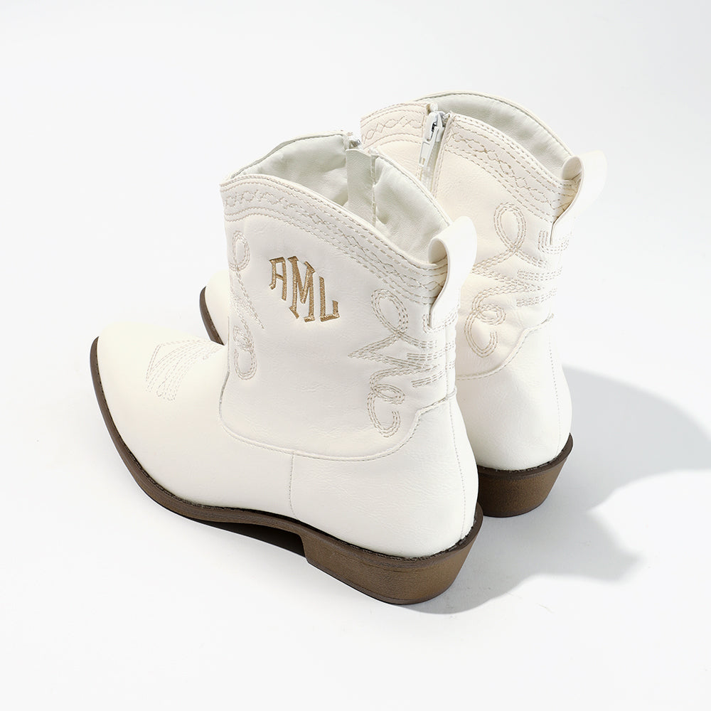 back and side view of short cowboy boots