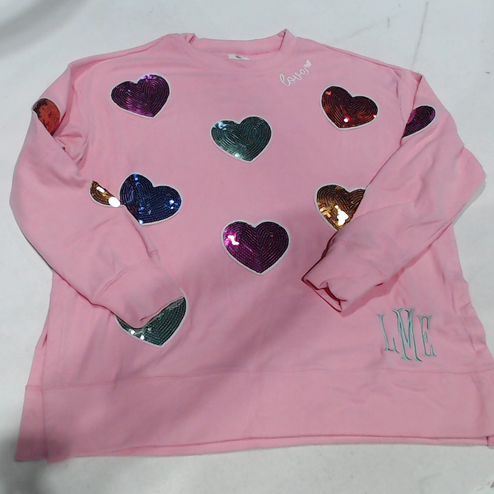 BLOOPER CLOTHING: Monogrammed Sequin Hearts Sweatshirt