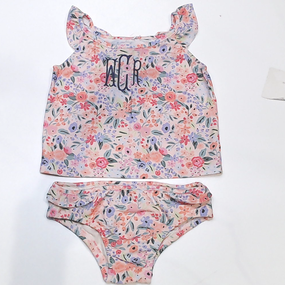 BLOOPER KIDS: Monogrammed Kids Ruffle Tankini
