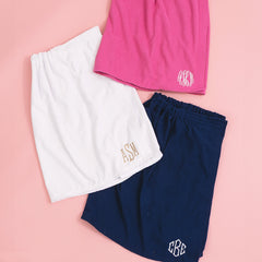 navy hot pink and white monogrammed towel wraps