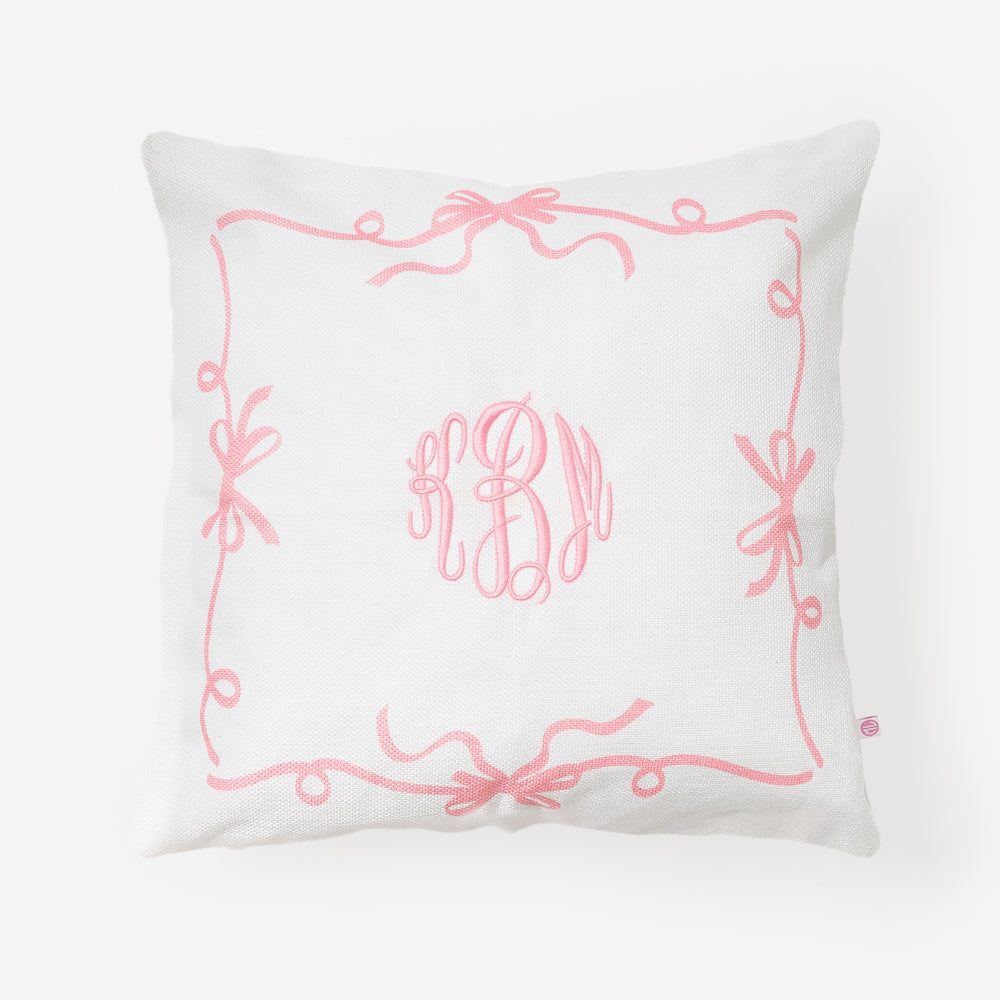monogrammed bow pillow sham in white fall 2025