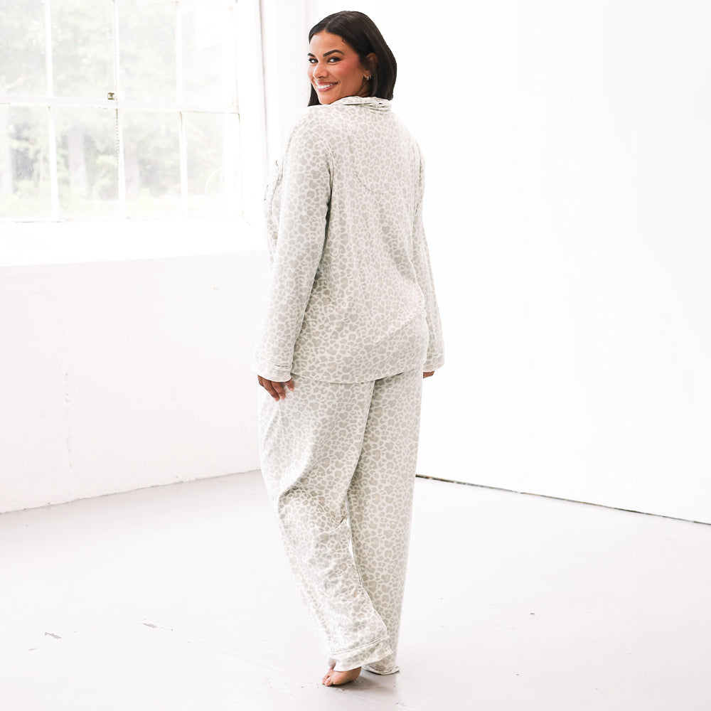 back of snow leopard monogrammed pjs