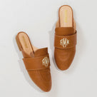 Monogrammed Mules | Brown