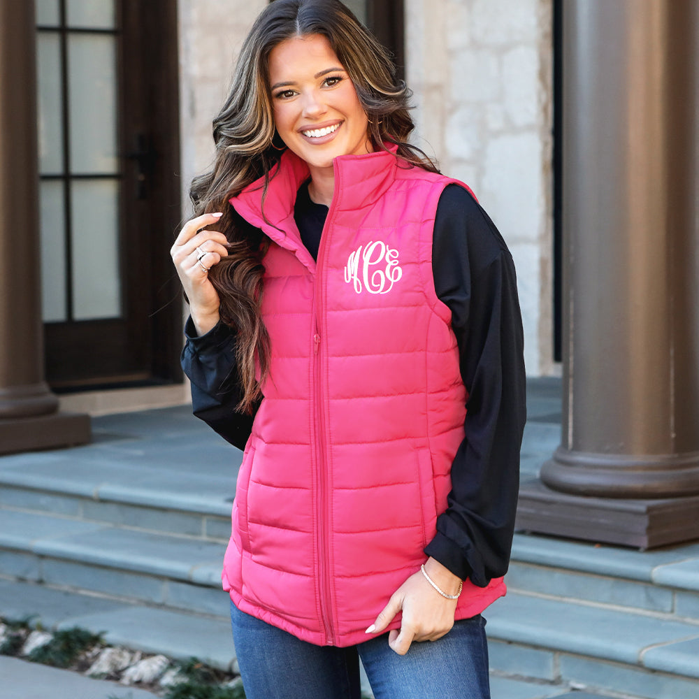 pink vest on peyton